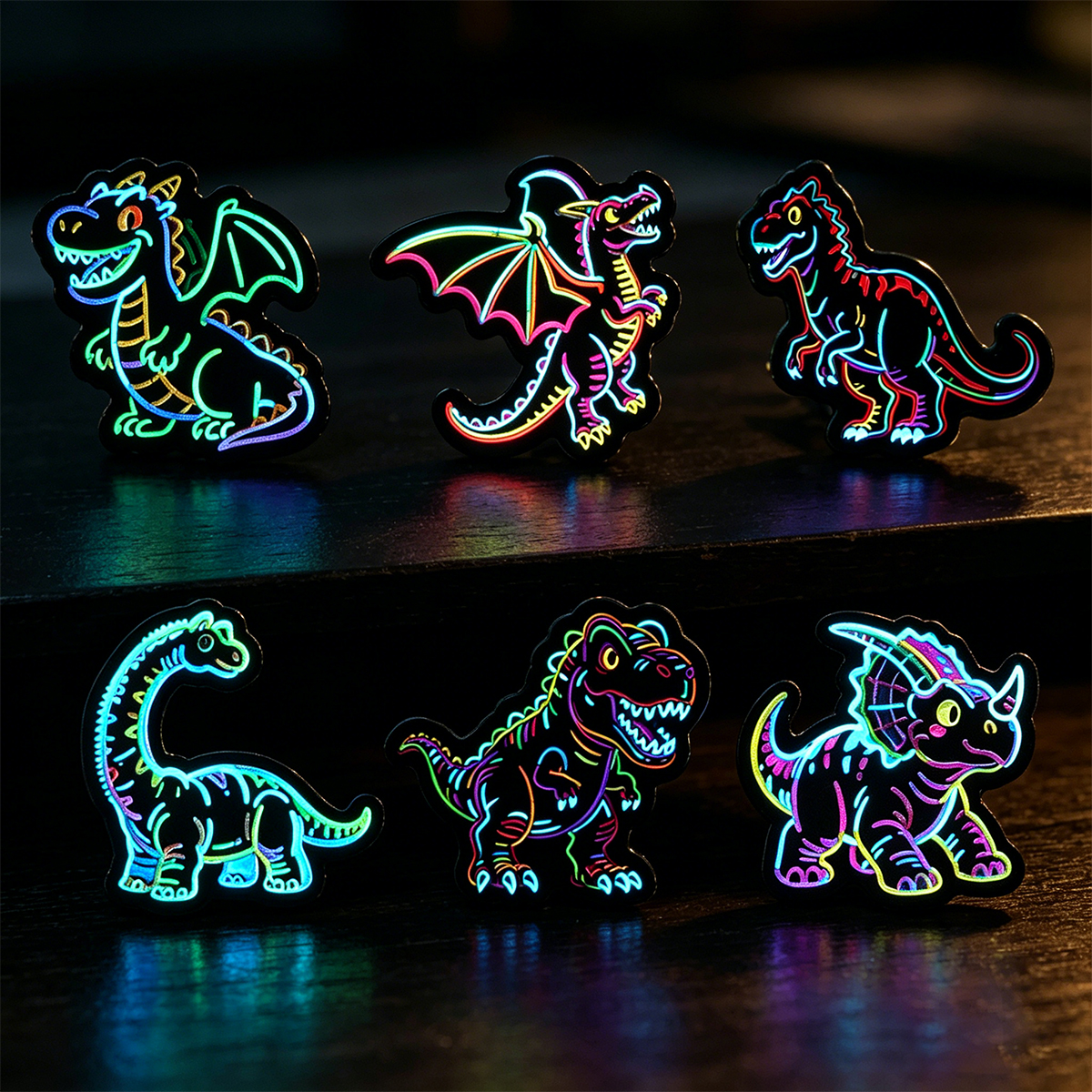 Cosplay Prop Bag - Neon Dinosaur Enamel Pins Cartoon Animal