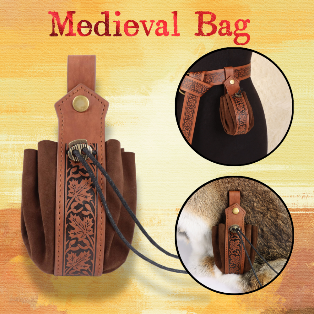 Cosplay Prop Bag - Medieval Brown PU Leather Waist Bag