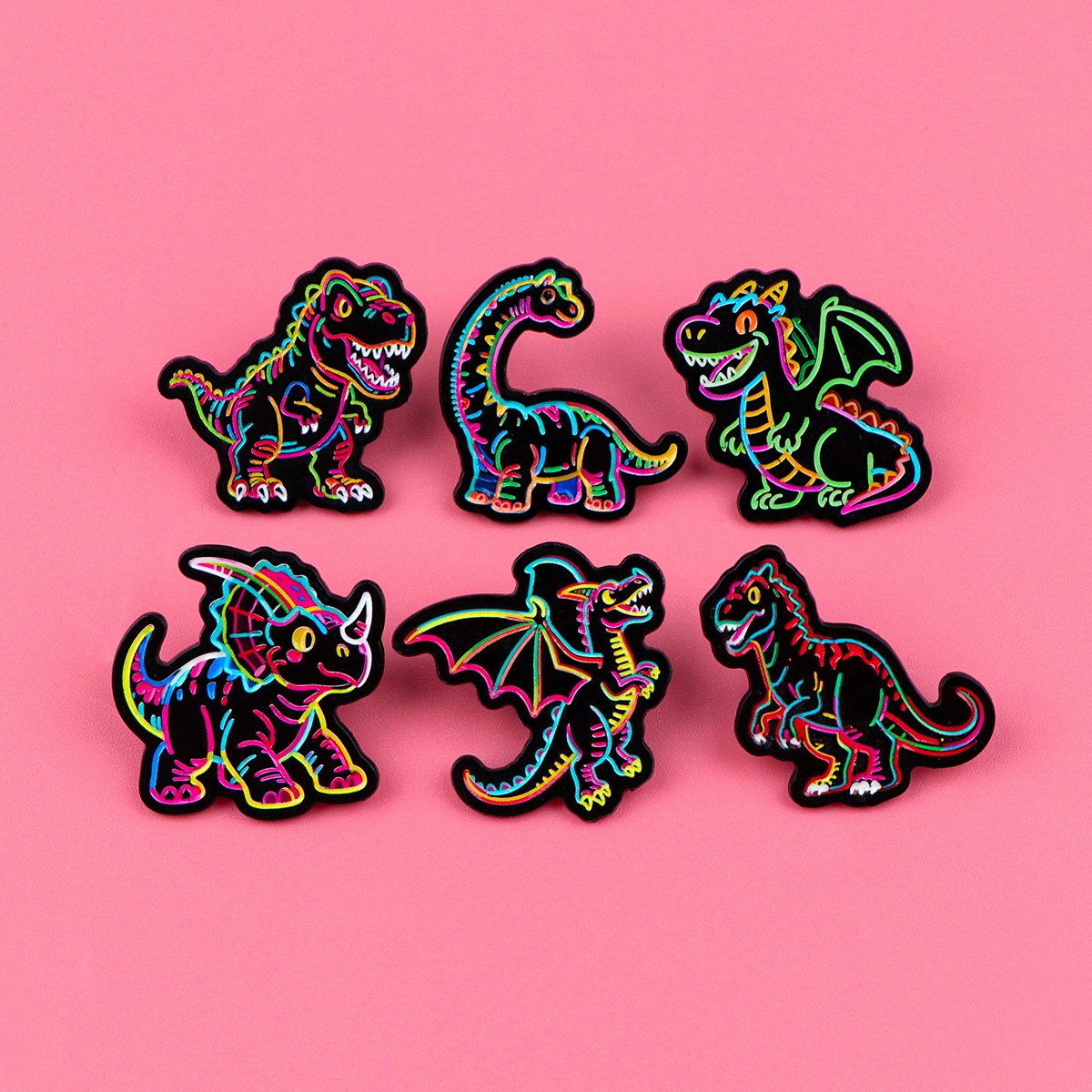 Neon Dinosaur Enamel Pins Cart - Cosplay Prop Bag review and price