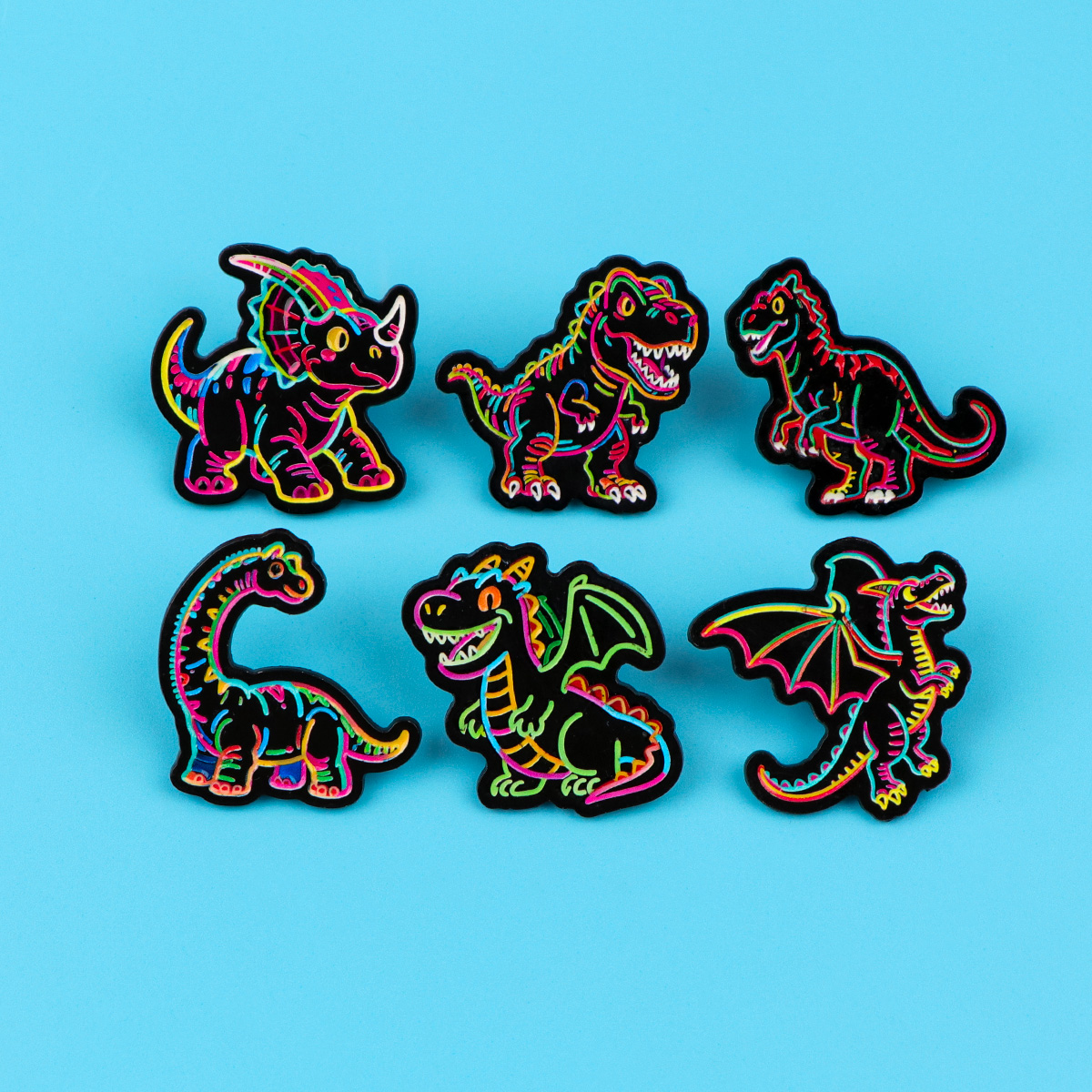 Neon Dinosaur Enamel Pins Cart - Cosplay Prop Bag review and price