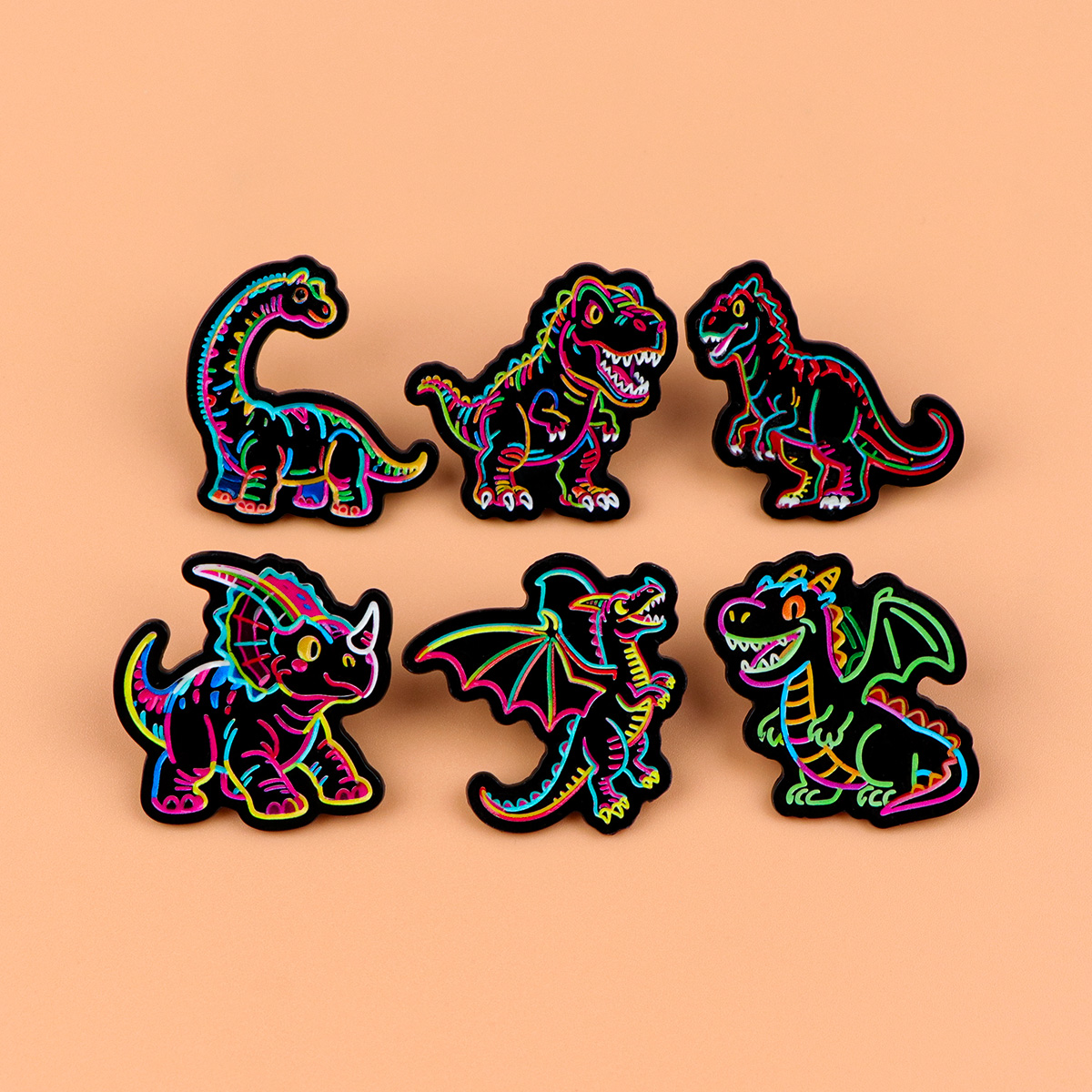 Neon Dinosaur Enamel Pins Cart - Cosplay Prop Bag review and price