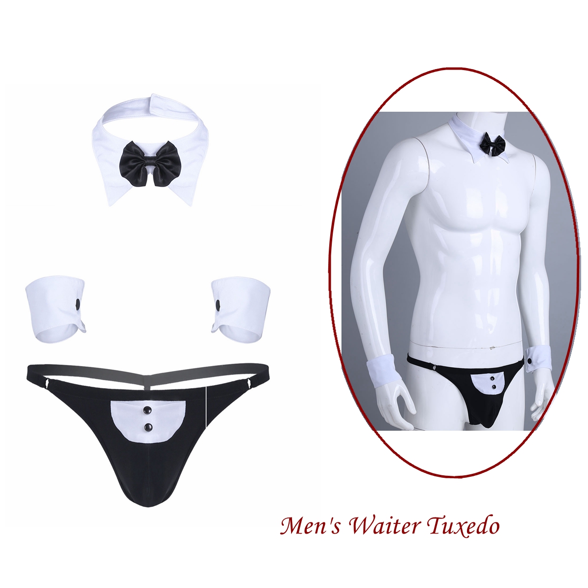 Men Cosplay Waiter Lingerie Se - Cosplay Prop Bow review and price