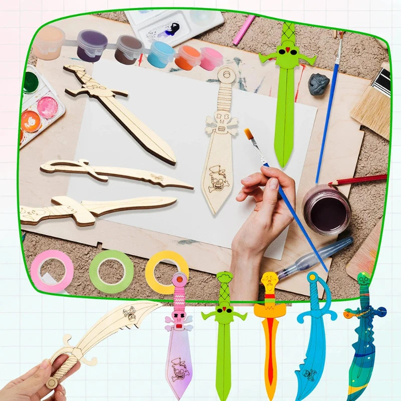 16pcs Unfinished Wooden Swords - Cosplay Prop Painting review and price